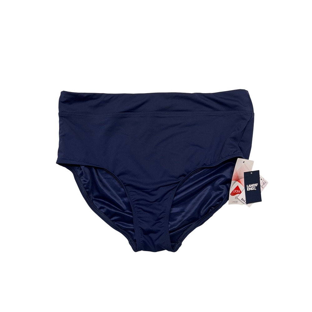 Lands' End Navy Blue High Waist Tummy Control Swim Bottom NWT Size 12